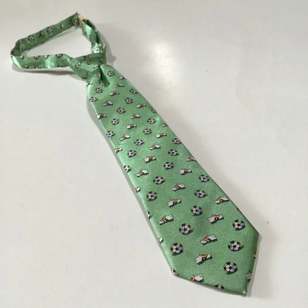 The Children's Place Tie Toddler Boys 24M-4T Green Soccer Necktie Pre-tied Adj.